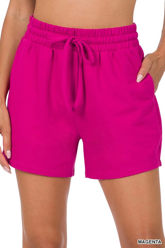 FRENCH TERRY DRAWSTRING WAIST SHORTS