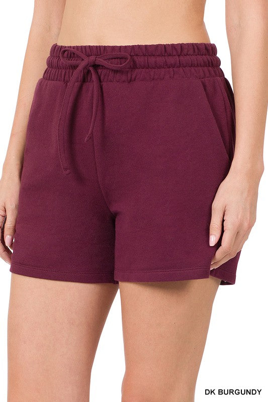 FRENCH TERRY DRAWSTRING WAIST SHORTS