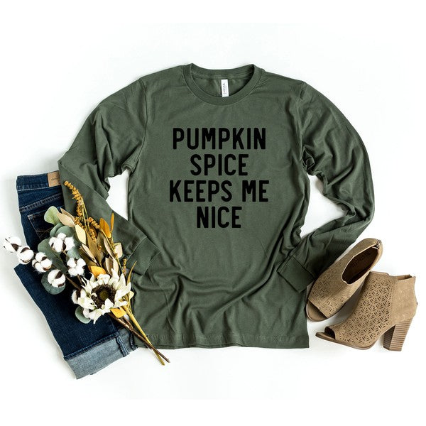 Pumpkin Spice Keeps Me Nice Long Sleeve Tee