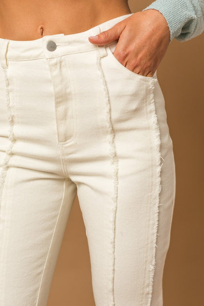 FRAYED HEM FLARE PANTS