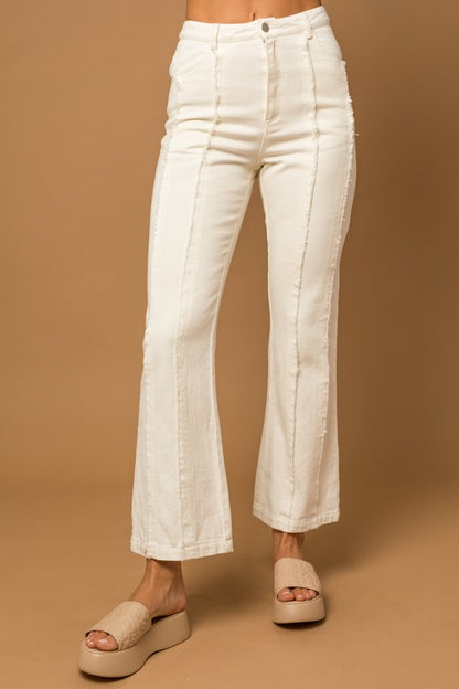 FRAYED HEM FLARE PANTS