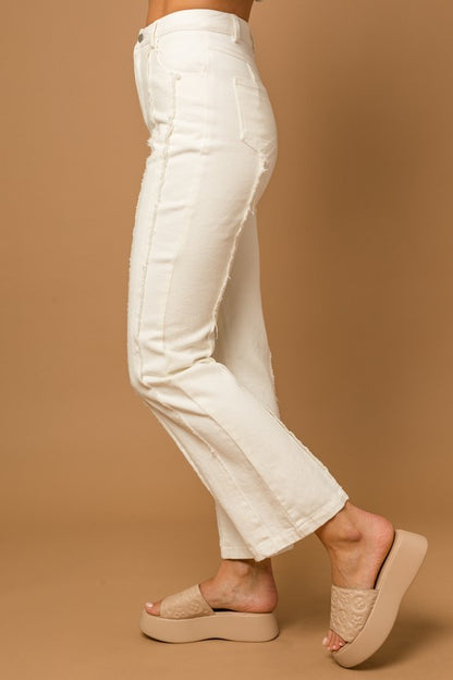 FRAYED HEM FLARE PANTS