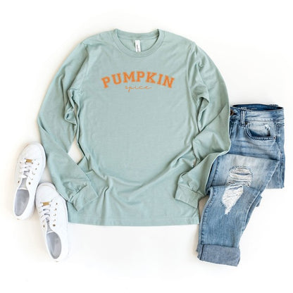 Curved Pumpkin Spice Long Sleeve Graphic Tee