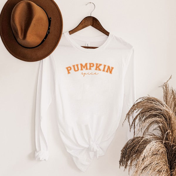 Curved Pumpkin Spice Long Sleeve Graphic Tee