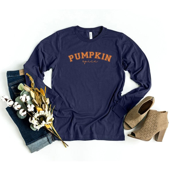 Curved Pumpkin Spice Long Sleeve Graphic Tee