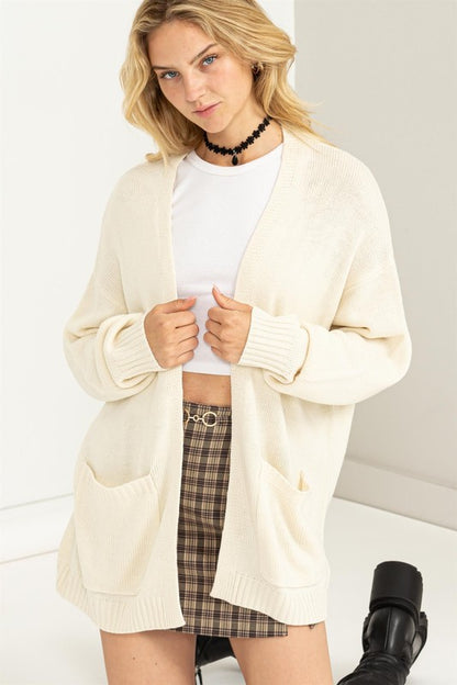 TRUE STORY OPEN FRONT CARDIGAN SWEATER