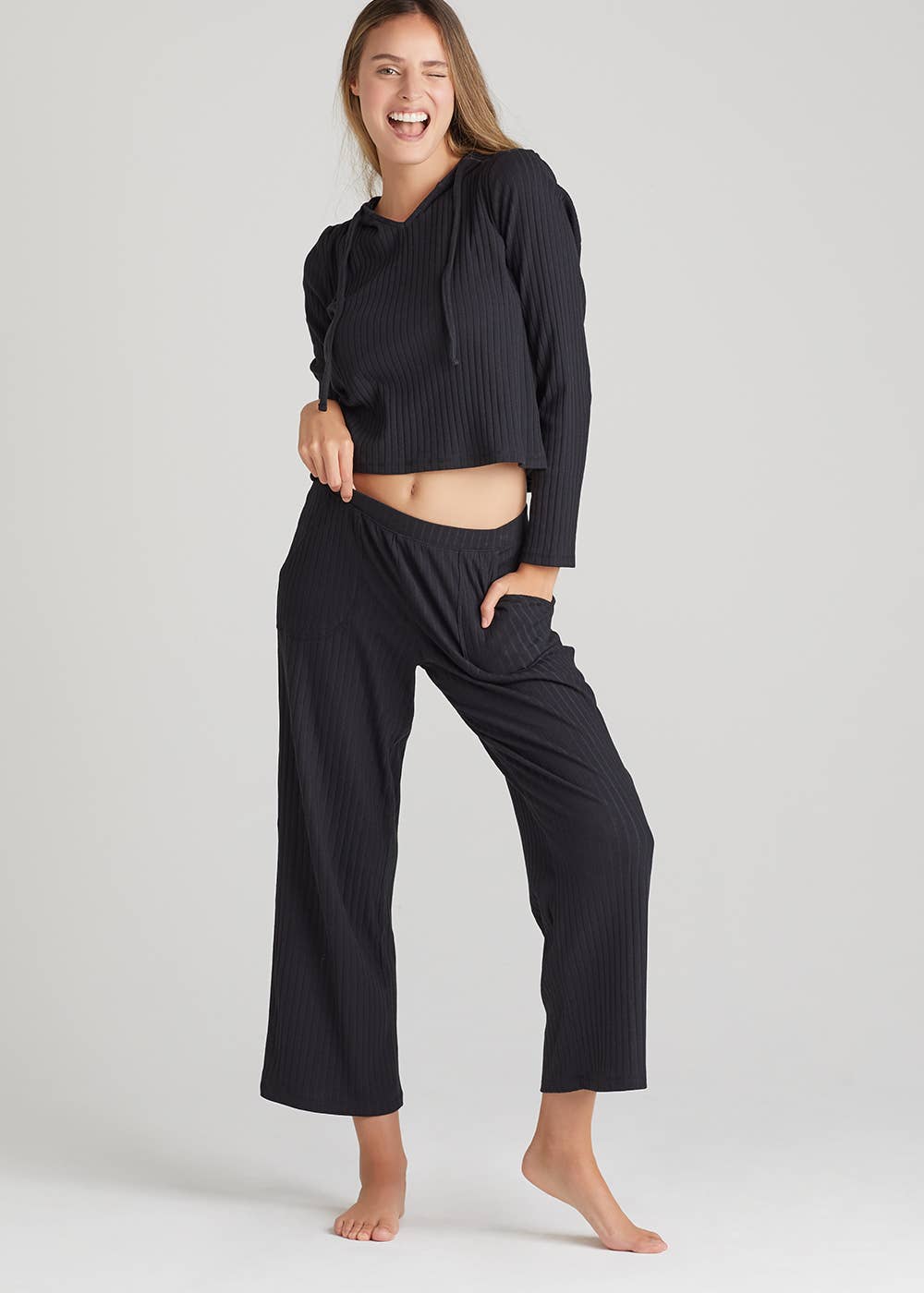 Cropped Lounge Pant - Cotton Rib